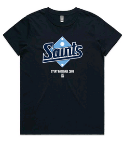 Ladies Sturt Saints Tshirt- Navy (Order now for delivery September 30th)