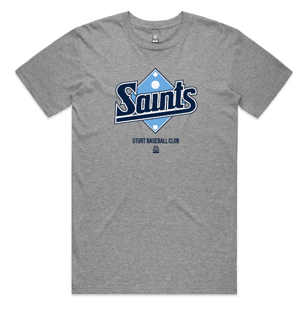 Mens & Kids Sturt Saints Tshirt - Grey Marle (Order now for delivery September 30th)